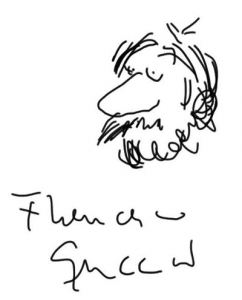 Schizzo autografo di Francesco Guccini su retro iPAD Vincenzo Mollica